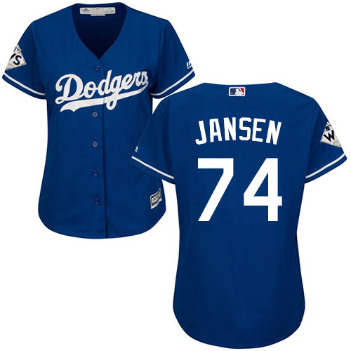 Dodgers #74 Kenley Jansen Blue Alternate World Series Bound Women's Stitched MLB Jersey